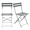 2 chaises de jardin pliantes en métal époxy gris H80